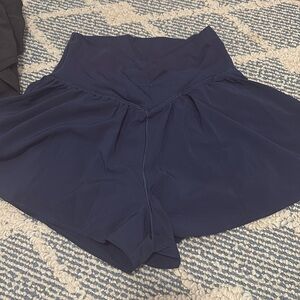 aerie fold over flowy shorts navy blue